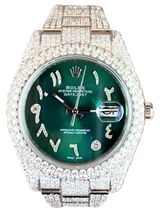 Rolex Datejust II Iced-Out 19.00 Cts VS1 Diamond Quality Green Dial