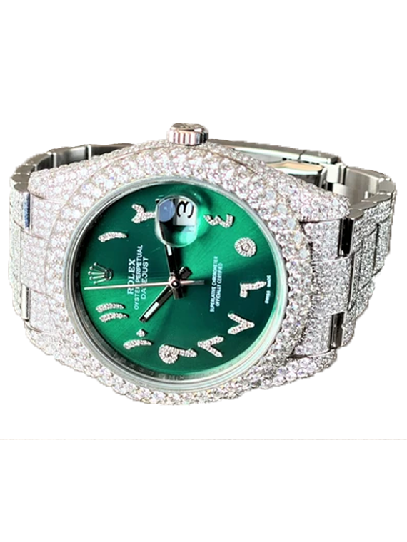 Rolex Datejust II Iced-Out 19.00 Cts VS1 Diamond Quality Green Dial