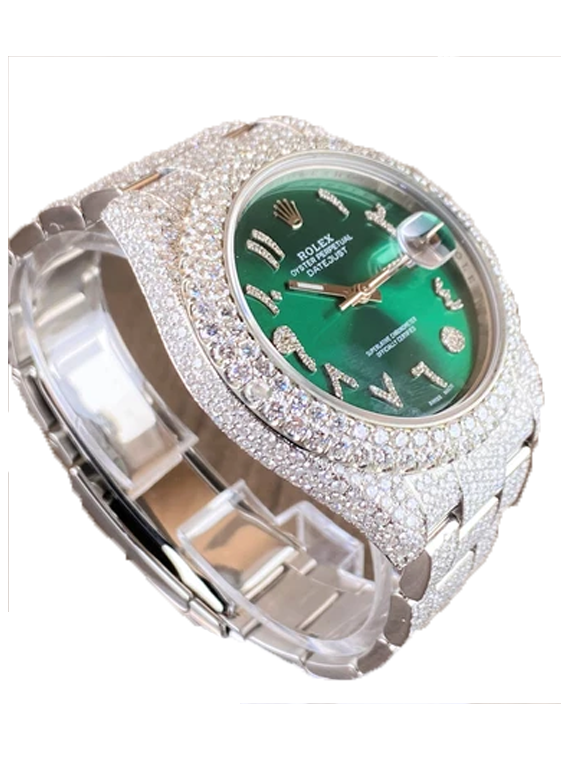 Rolex Datejust II Iced-Out 19.00 Cts VS1 Diamond Quality Green Dial