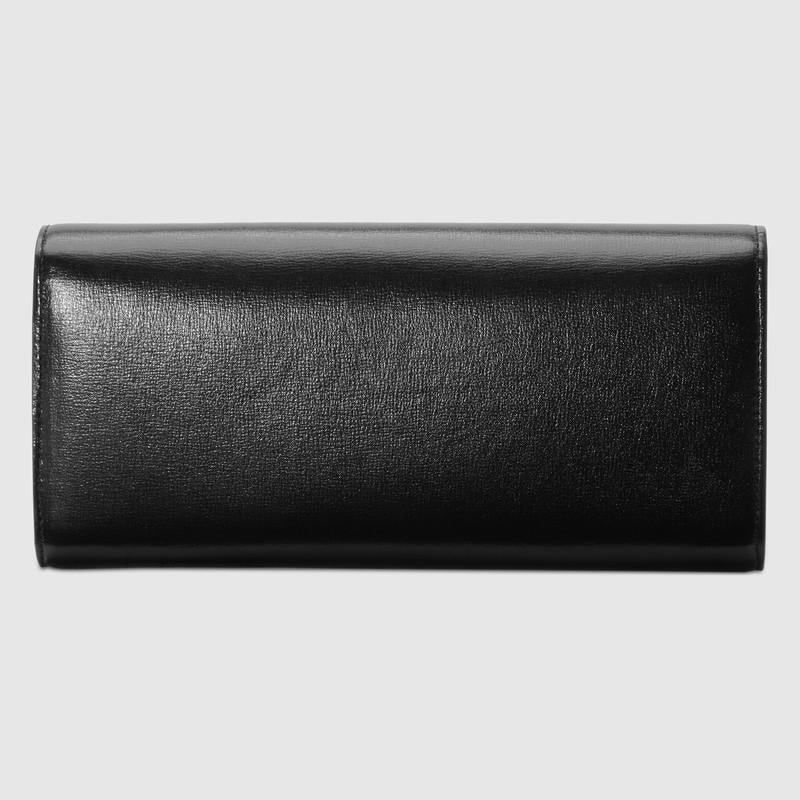 Gucci Broadway Leather Clutch with Double G Black Leather