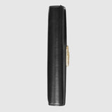 Gucci Broadway Leather Clutch with Double G Black Leather