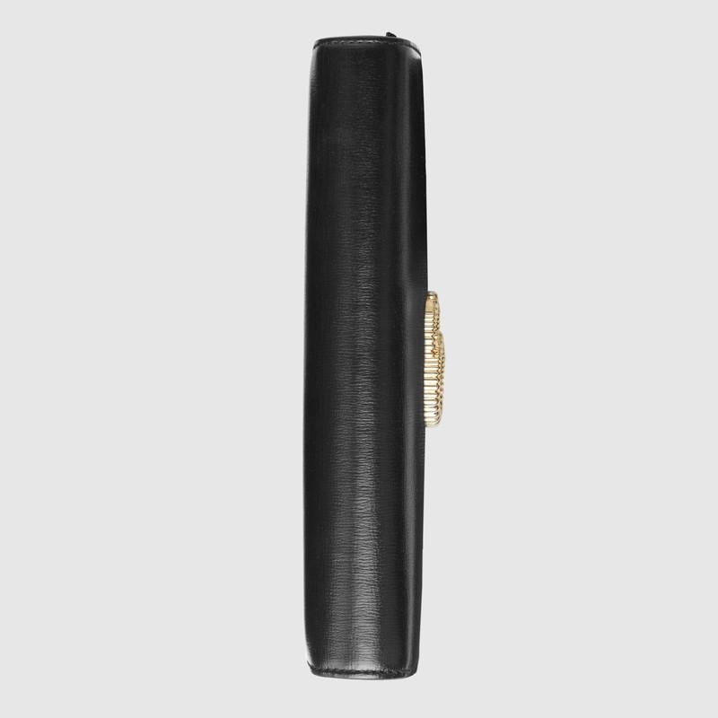 Gucci Broadway Leather Clutch with Double G Black Leather