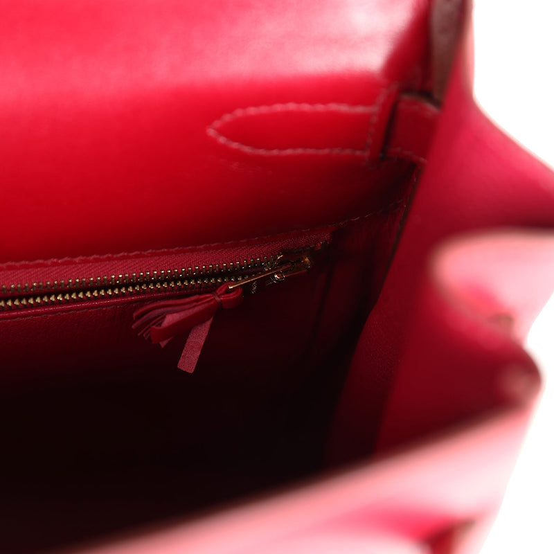 Hermes Ghillies Kelly Retourne 35 Rubis Tadelakt Permabrass Hardware