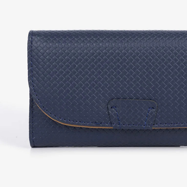 Textured Flap Wallet – Navy