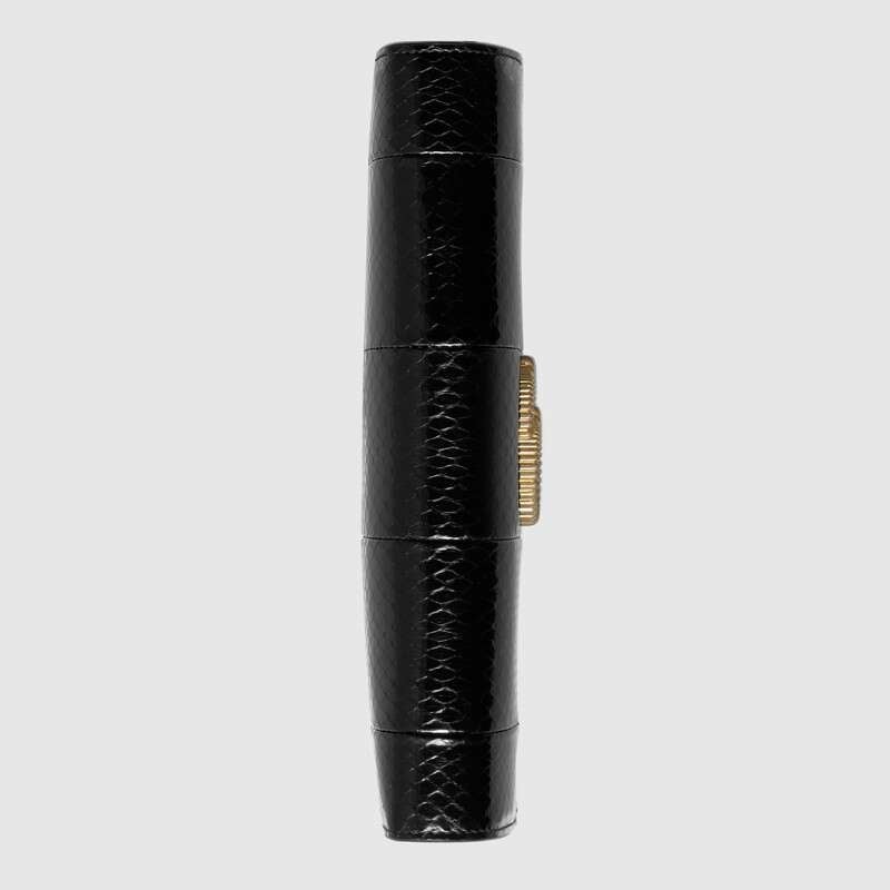 Gucci Broadway Snakeskin Clutch with Double G Black Snakeskin