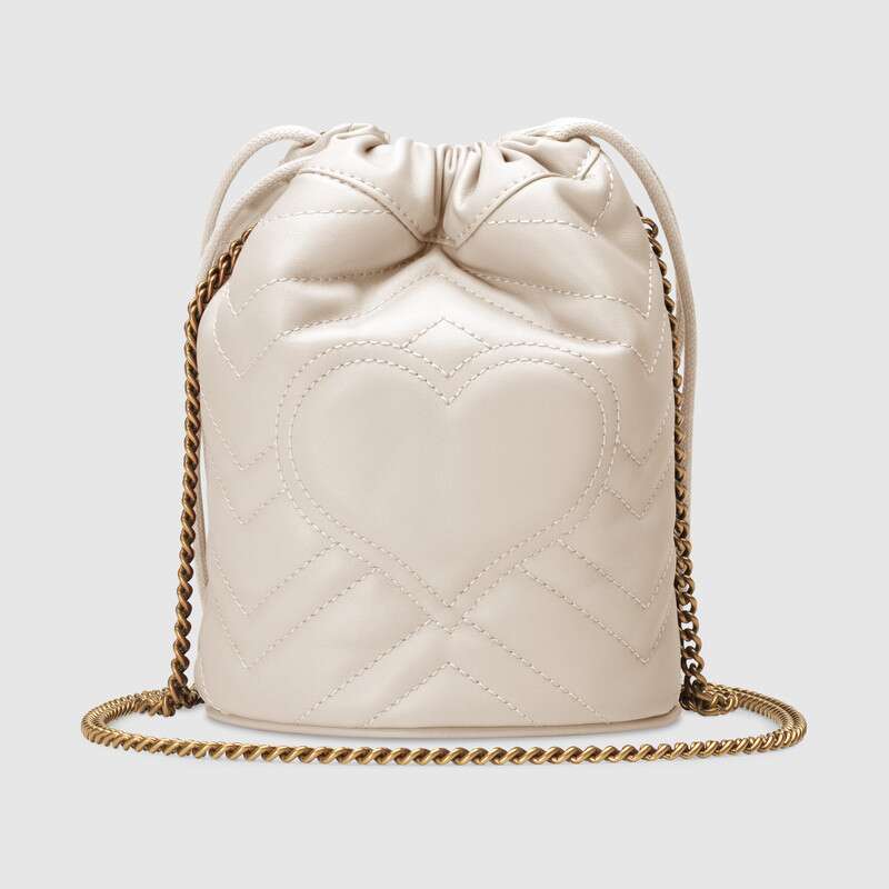 Gucci GG Marmont Mini Bucket Bag White leather