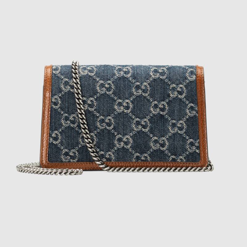 Gucci Dionysus Super Mini Denim Crossbody Bag Dark Blue