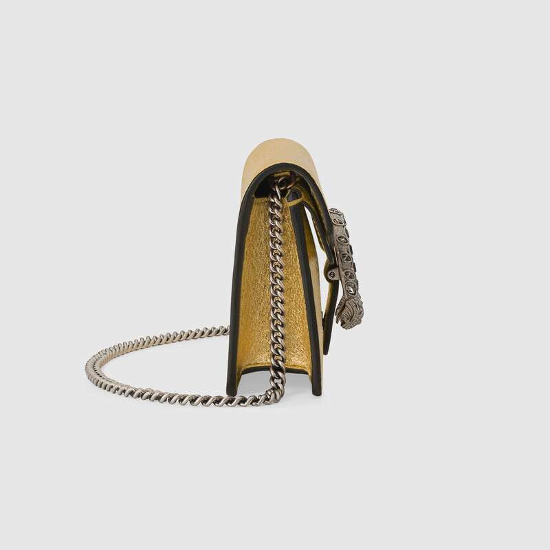 Gucci Dionysus Super Mini Bag Gold Lamé Leather