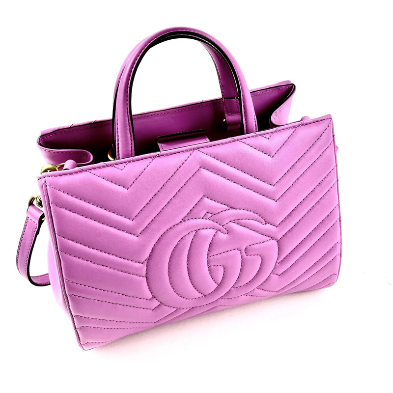 Gucci Small GG Marmont Top Handle Purple Bag