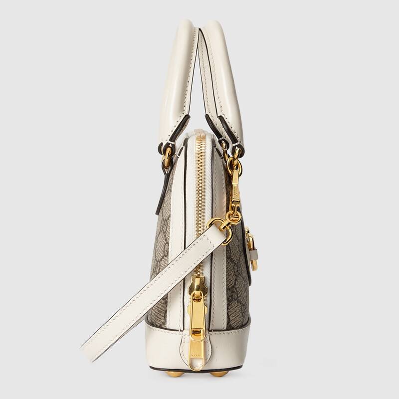 Gucci Horsebit 1955 Mini Top Handle Bag White Leather
