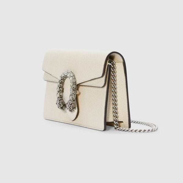 Gucci Dionysus Super Mini Leather Bag White Leather