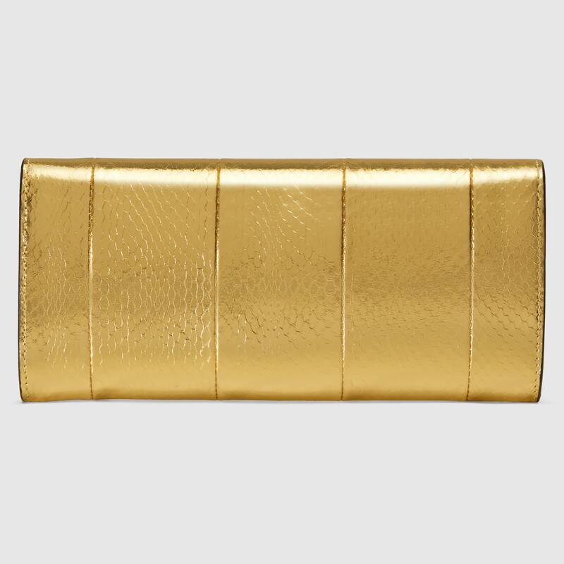 Gucci Broadway Snakeskin Clutch with Double G Gold Snakeskin