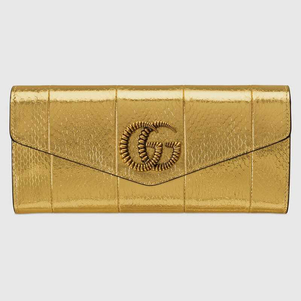 Gucci Broadway Snakeskin Clutch with Double G Gold Snakeskin