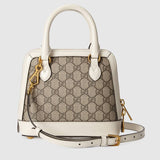Gucci Horsebit 1955 Mini Top Handle Bag White Leather