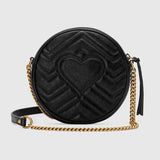 Gucci GG Marmont Mini Round Shoulder Bag Black Leather