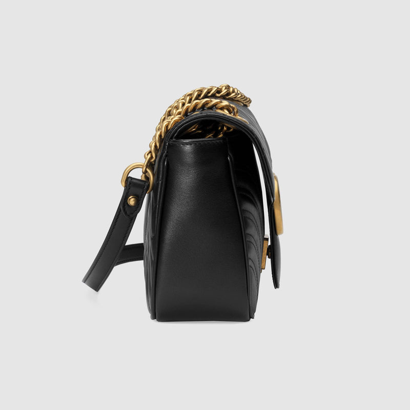 Gucci GG Marmont Medium Matelassé Shoulder Bag Black Leather