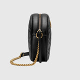 Gucci GG Marmont Mini Round Shoulder Bag Black Leather
