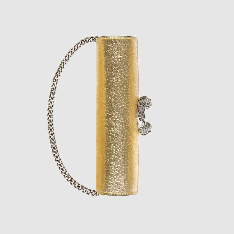 Gucci Dionysus Super Mini Bag Gold Lamé Leather