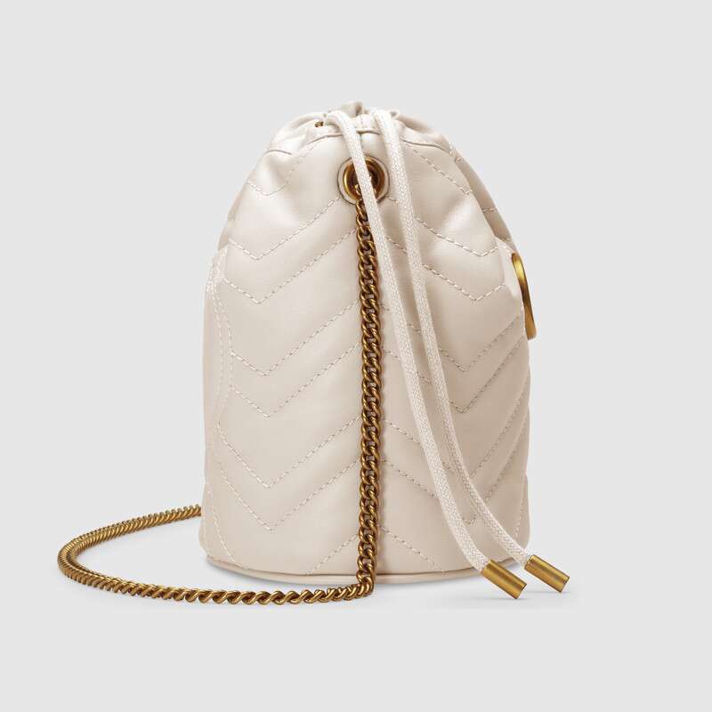 Gucci GG Marmont Mini Bucket Bag White leather