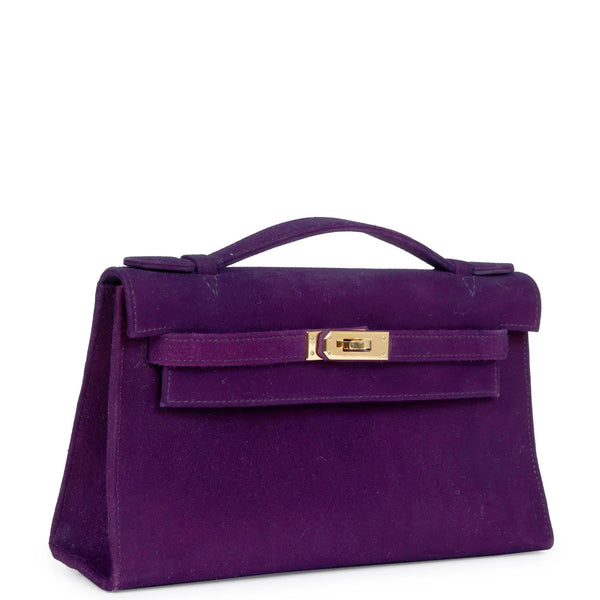 Hermes Kelly Pochette Violet Doblis Gold Hardware