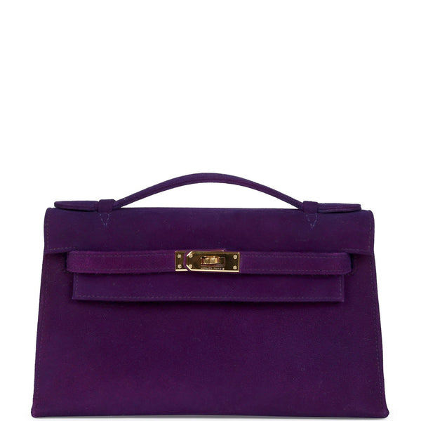 Hermes Kelly Pochette Violet Doblis Gold Hardware