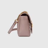 Gucci GG Marmont Matelassé Shoulder Bag Dusty Pink Chevron Leather