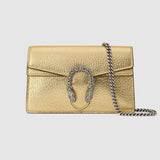 Gucci Dionysus Super Mini Bag Gold Lamé Leather