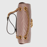 Gucci GG Marmont Matelassé Shoulder Bag Dusty Pink Chevron Leather