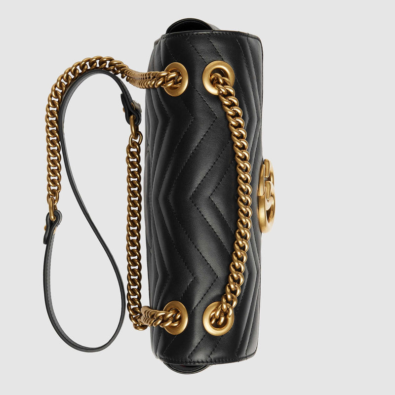 Gucci GG Marmont Medium Matelassé Shoulder Bag Black Leather