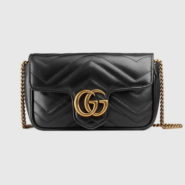 Gucci GG Marmont Matelassé Leather Super Mini Bag Black Leather